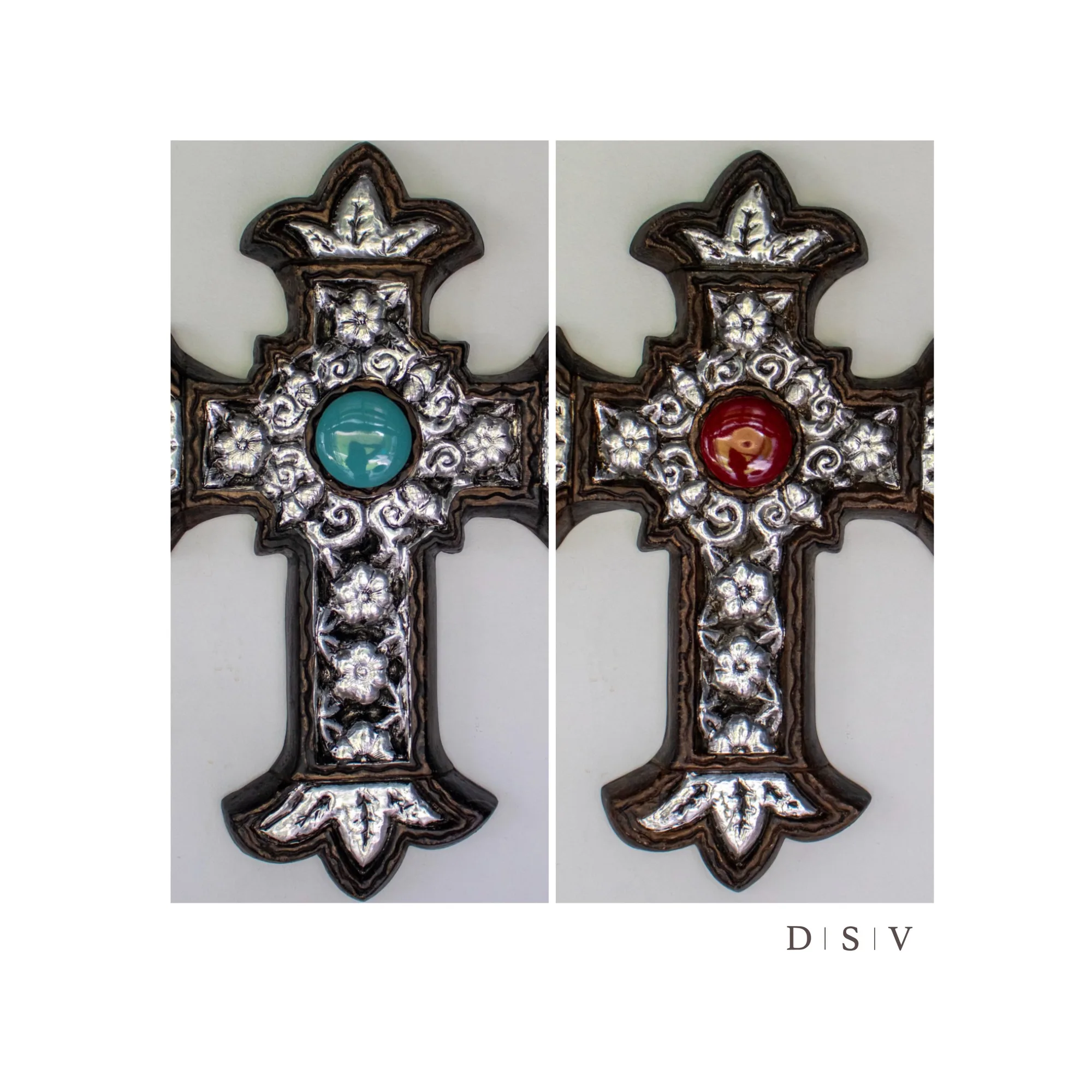 Cruces ceramica esmaltadas tipo peltre. — Cerámica y figuras
