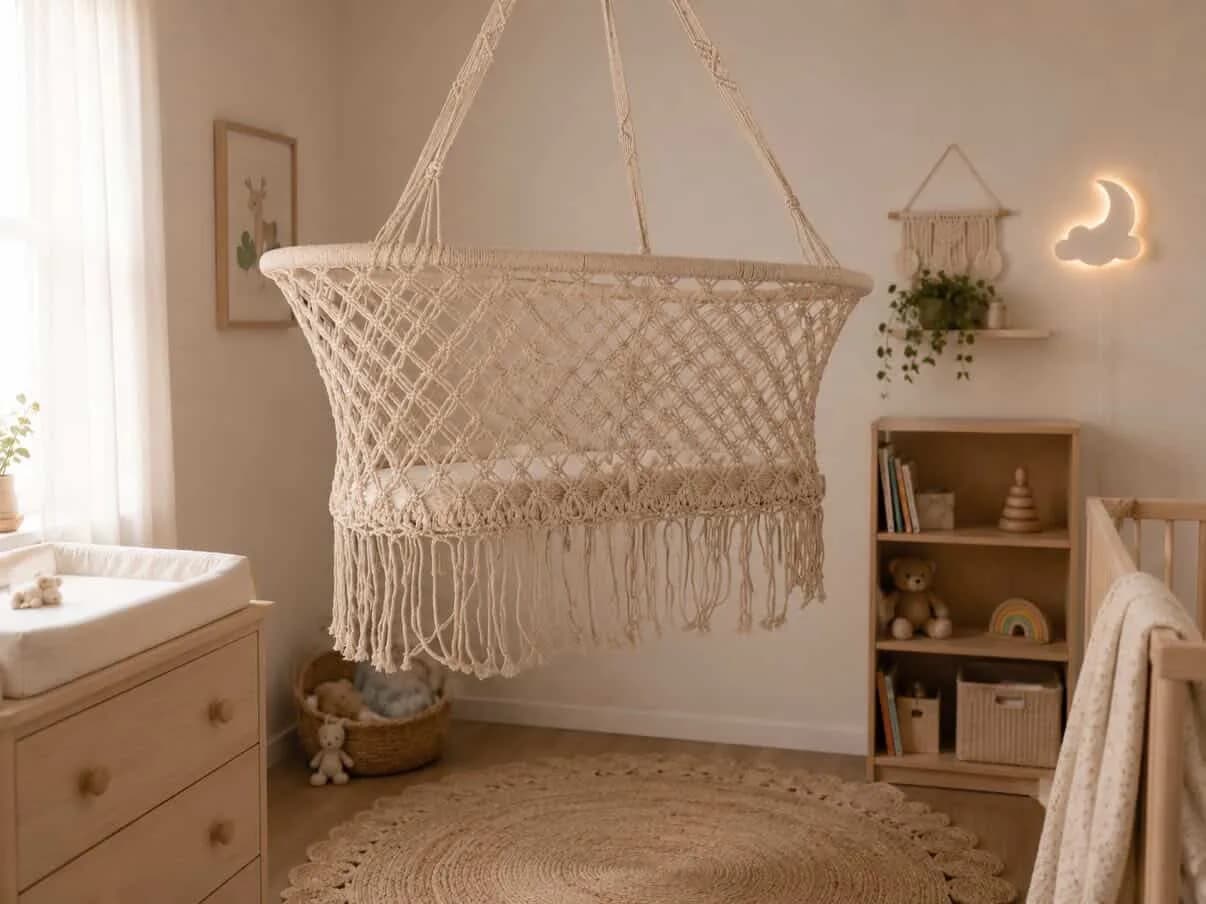 Cuna de macrame colgante. — vista 4