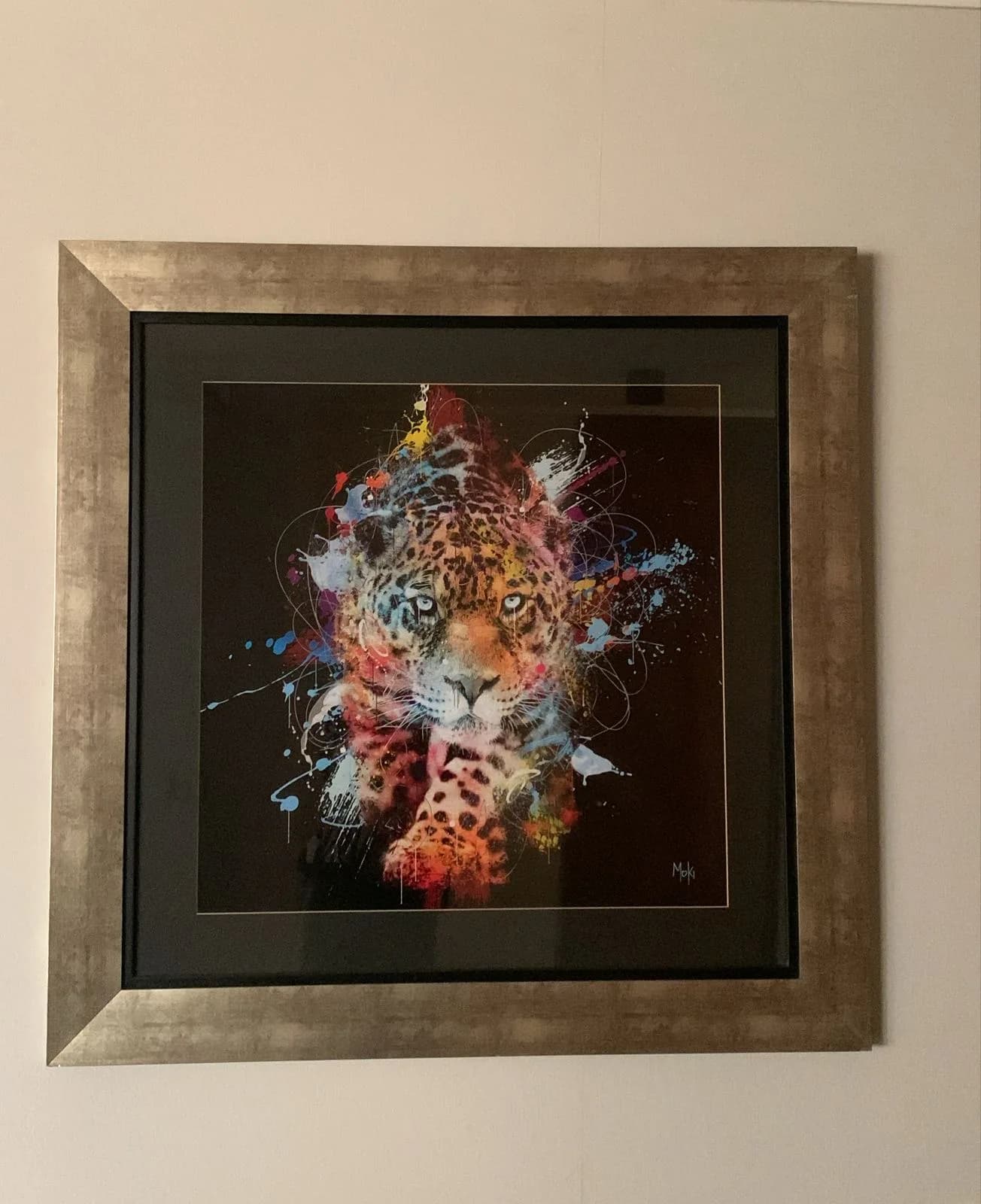 Lamina de leopardo enmarcada. — Cuadros y arte