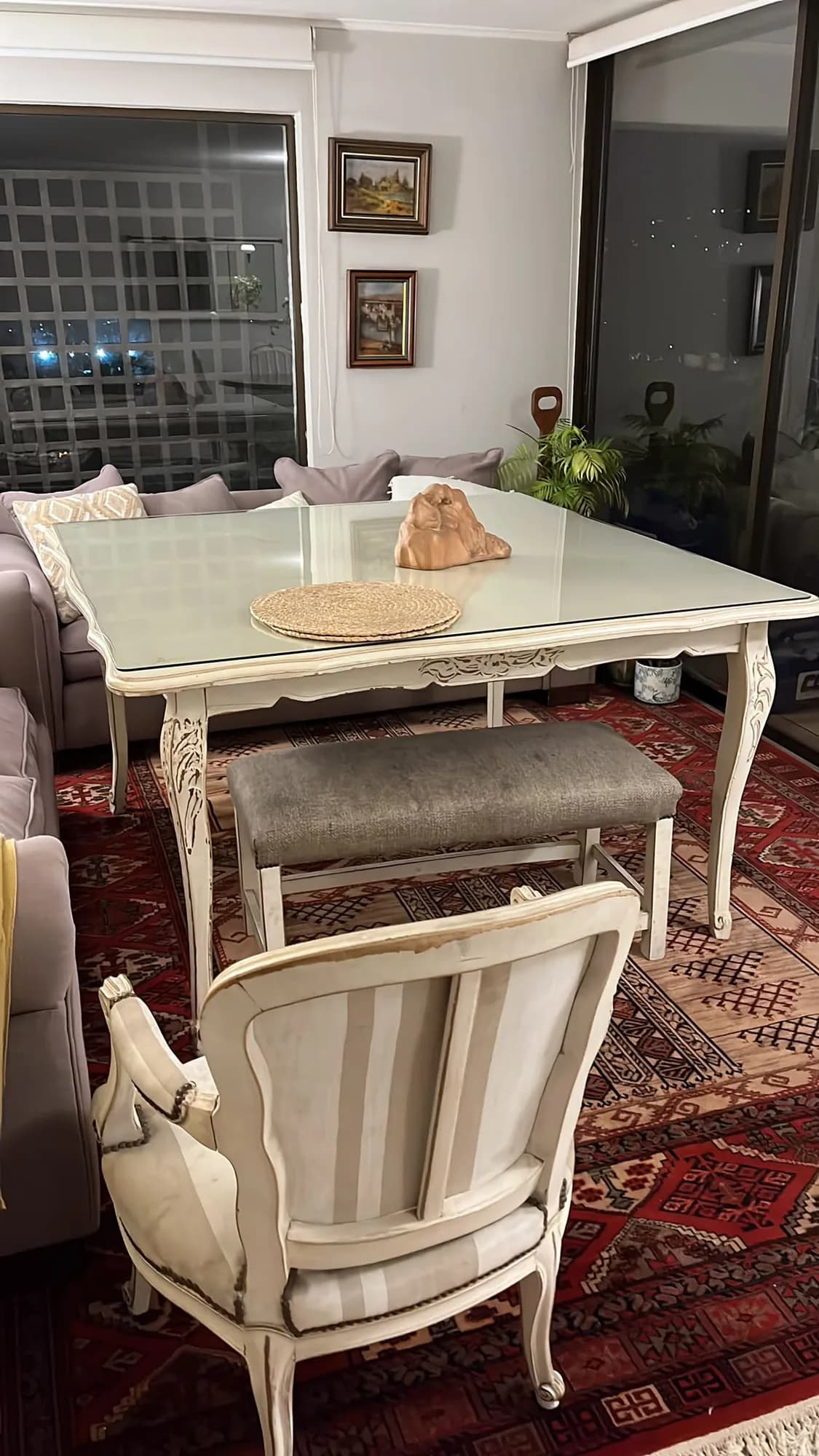 mesa comedor mandada a hacer tipo normando madera con vidrio