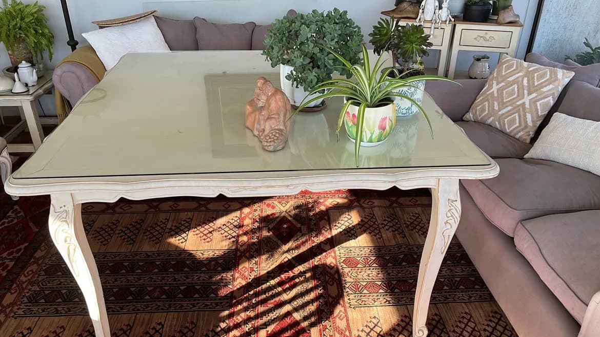 Mesa comedor tipo normando con vidrio. — vista 6
