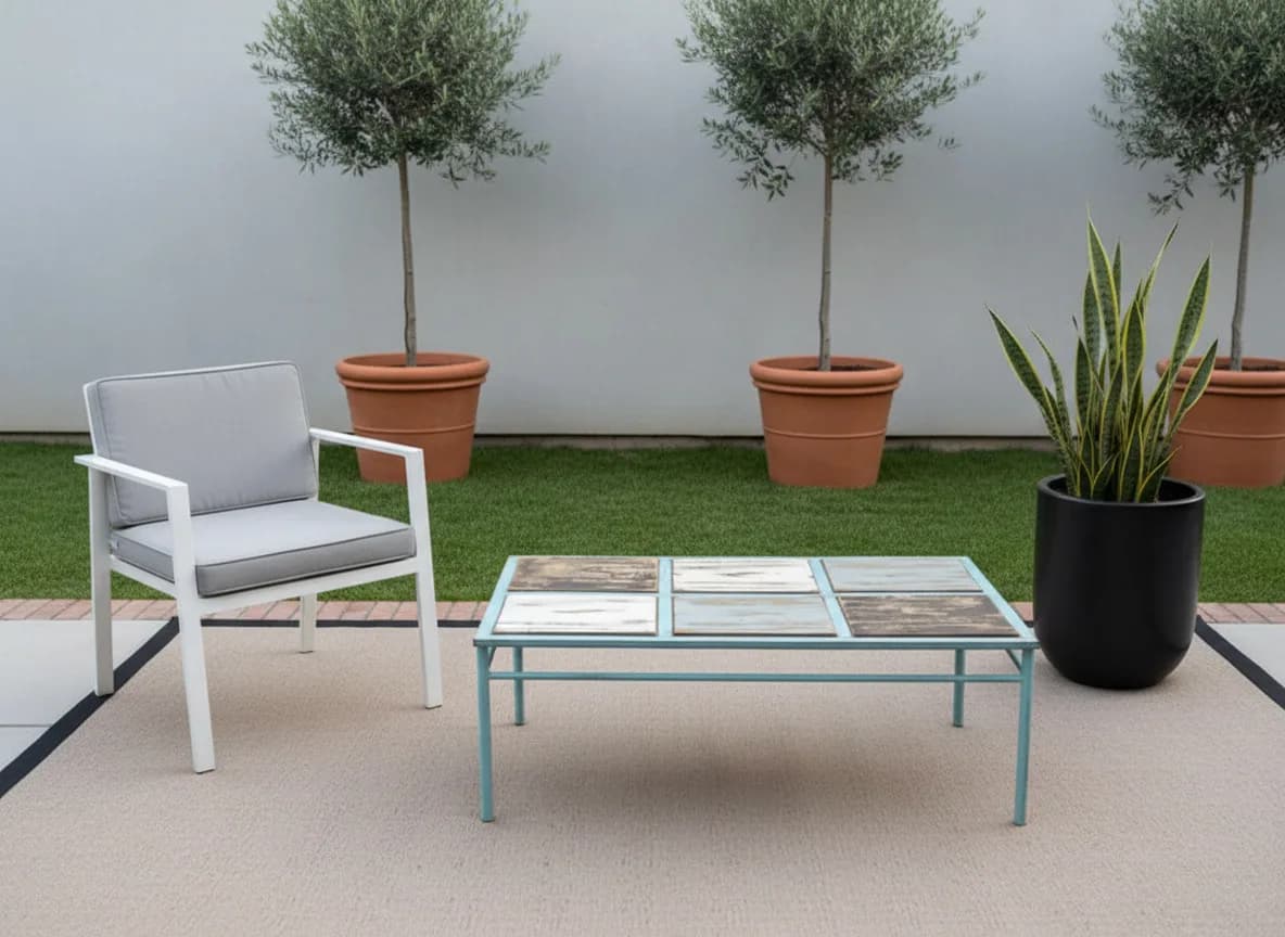 Mesa de centro de madera y fierro. — vista 4