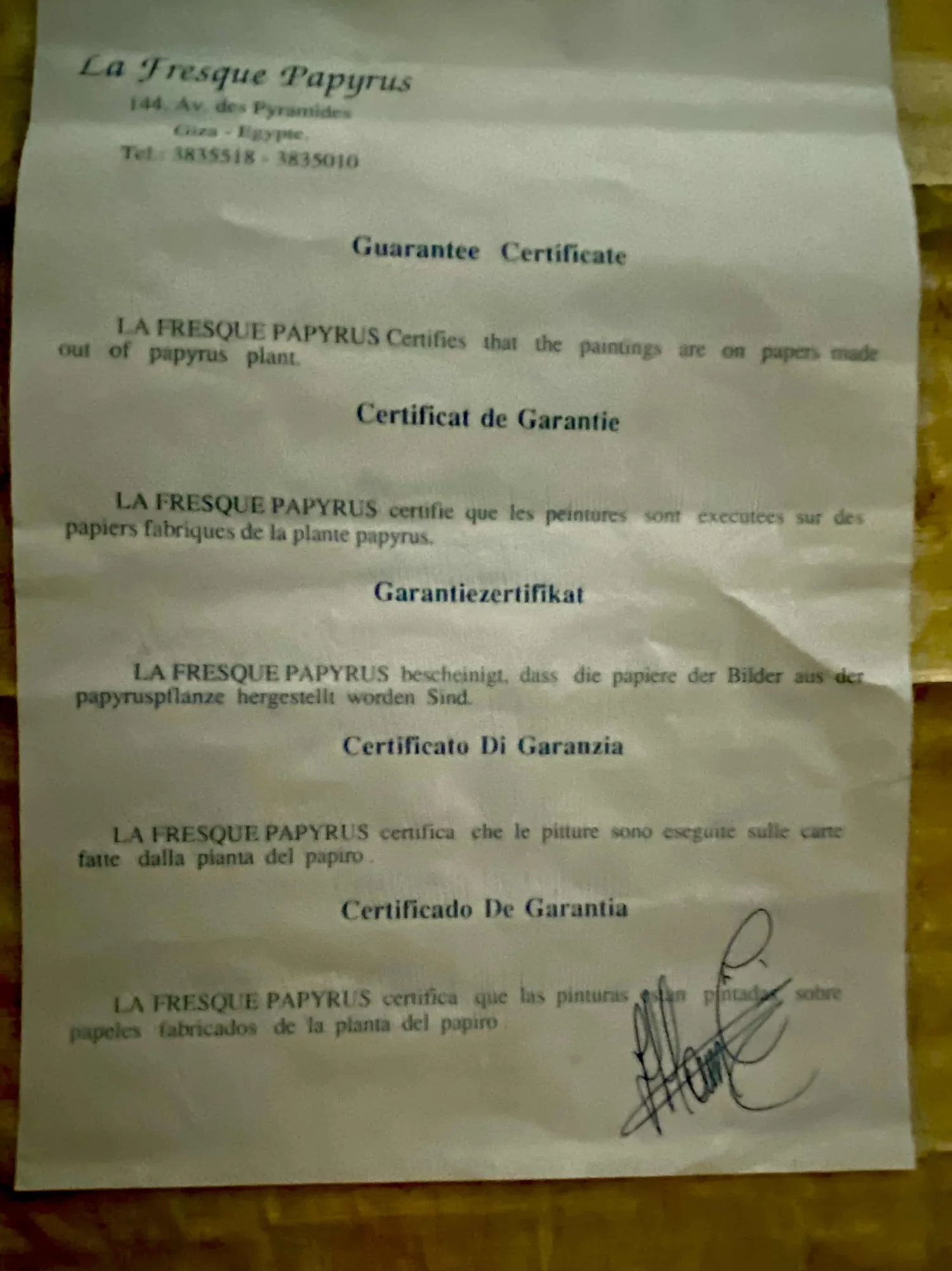Papiro original con certificado — vista 5