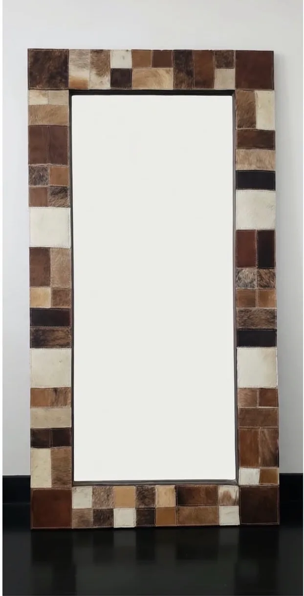 Espejo con marco de cuero patchwork. — vista 4