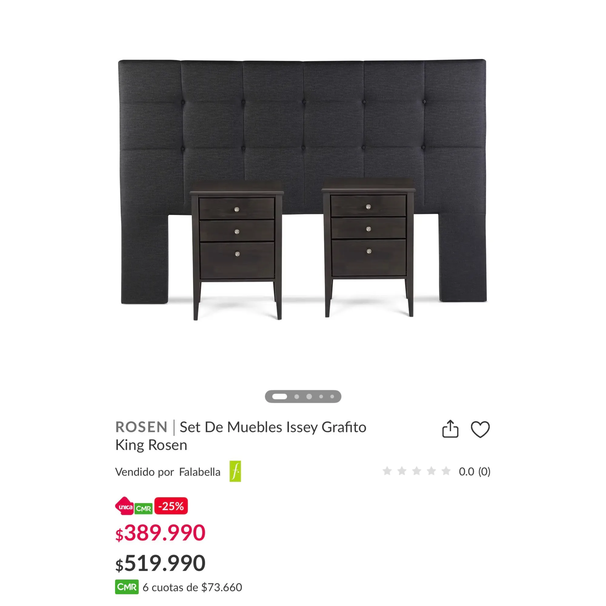Set de dormitorio, respaldo y dos veladores Rosen — vista 10