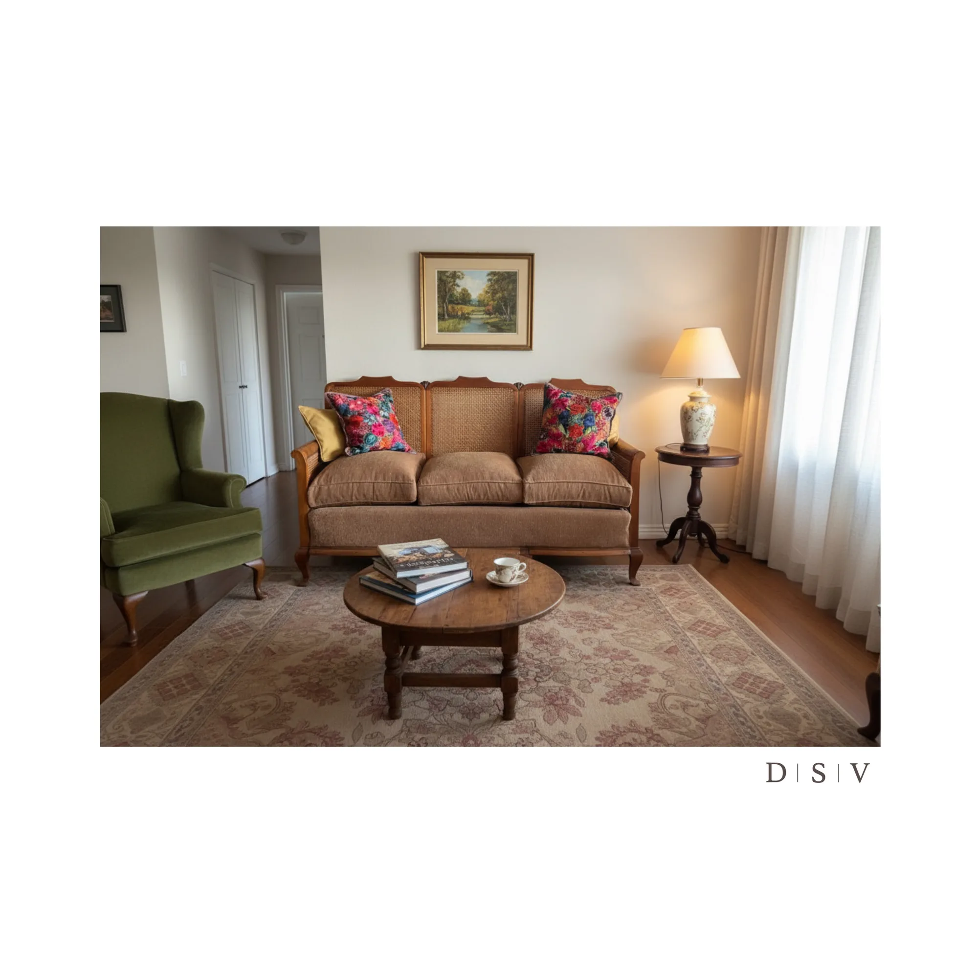Sofa de madera y junco. — Sofás